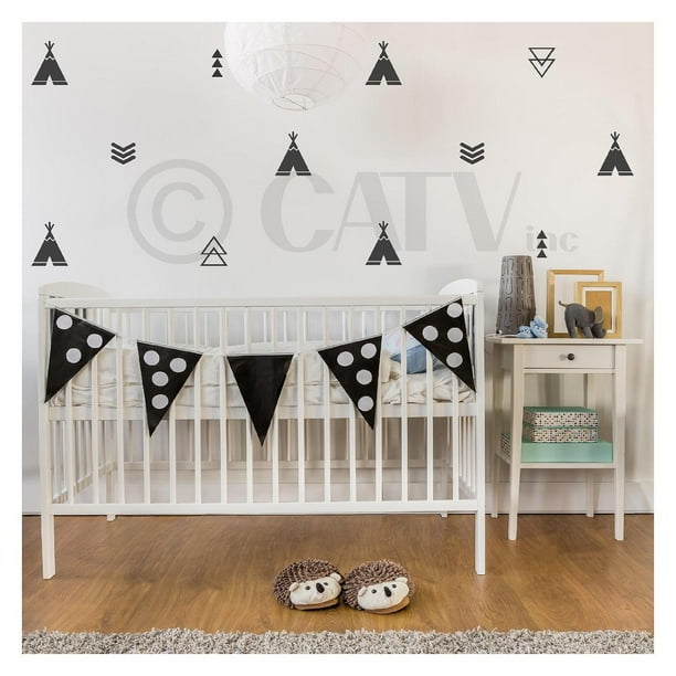 Wall Vinyl Sticker Decal Decor Nursery Adhesive White Tribal Triangles for Kids Baby Bedroom Decoration. White Wall Vinyl Sticker Decal Decor Nursery Adhesive White Tribal Triangles for Kids Baby Bedroom Decoration. White